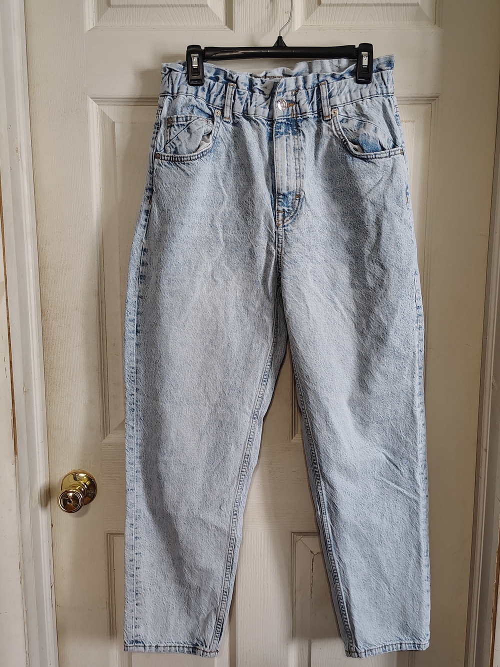 90s PULL&BEAR Women's Blue Light Wash High Rise Mom Tapered Denim Jeans Sz 10